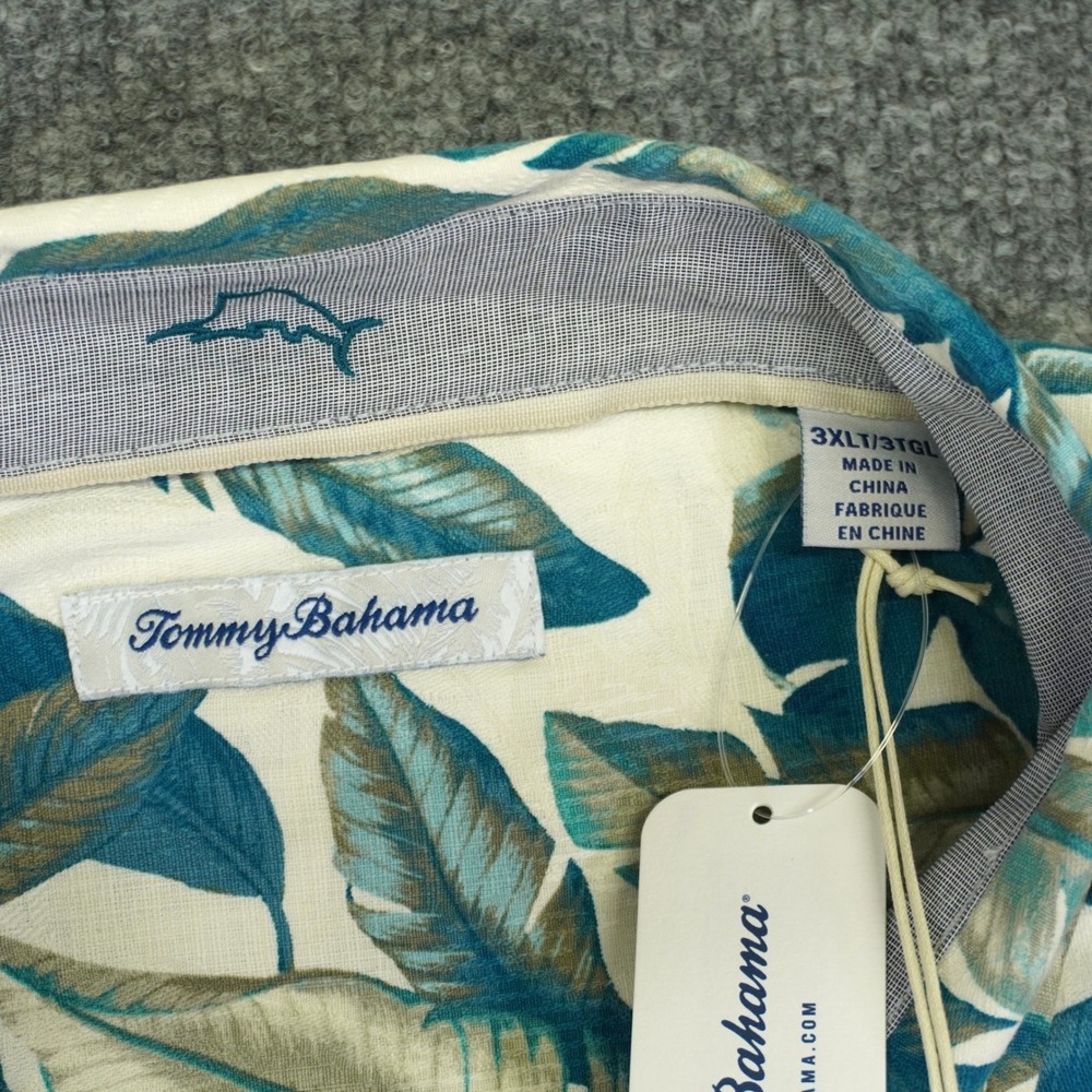 NEW Tommy Bahama Shirt Men 3XLT Frond Silk Hawaiian Tropical Leaf Print Vacation - Picture 3 of 10